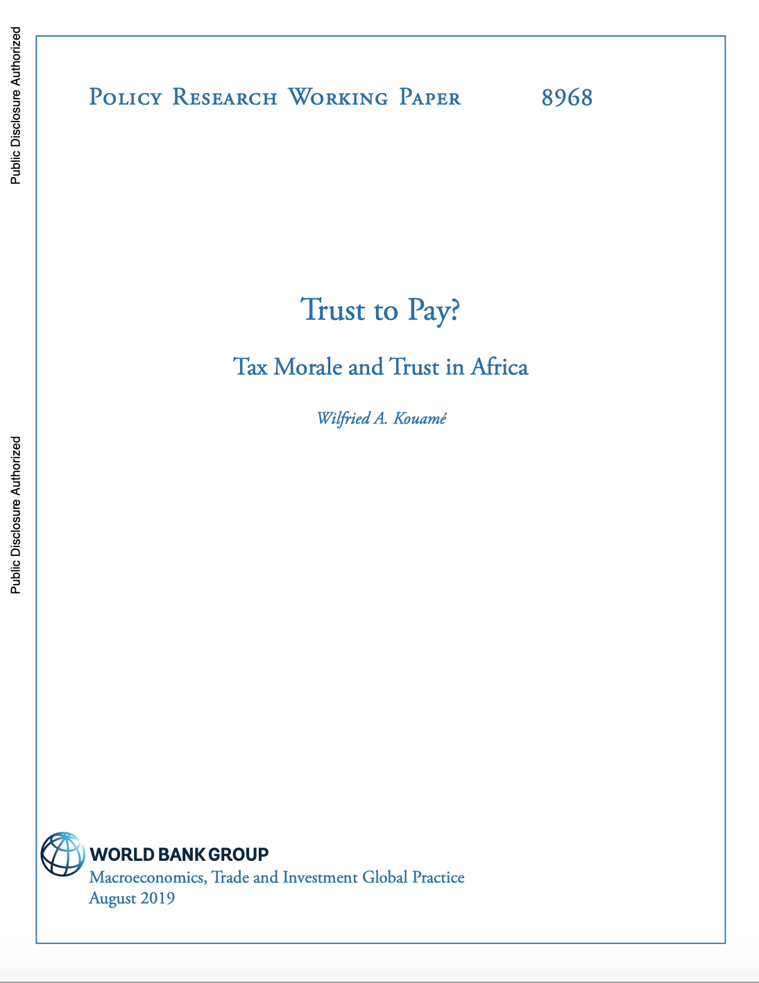 Trust To Pay? Tax Morale And Trust In Africa